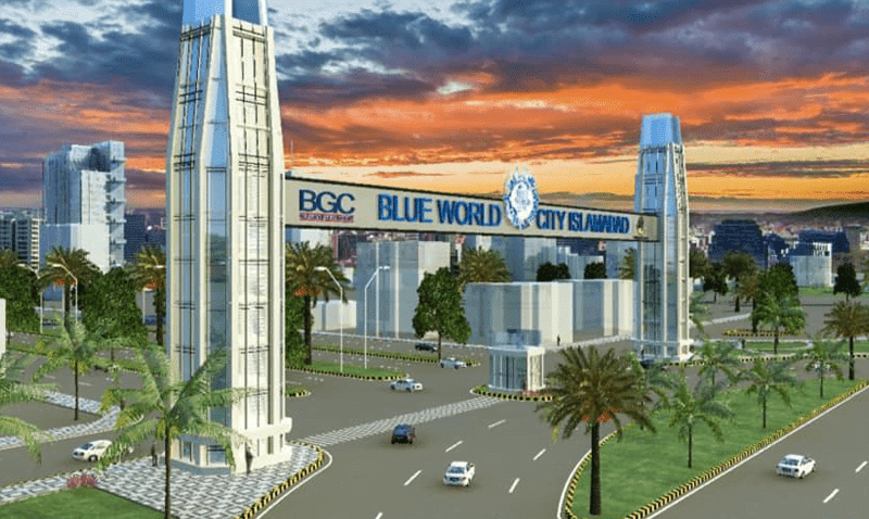 a 3d image of blue world city islamabad will look in future.