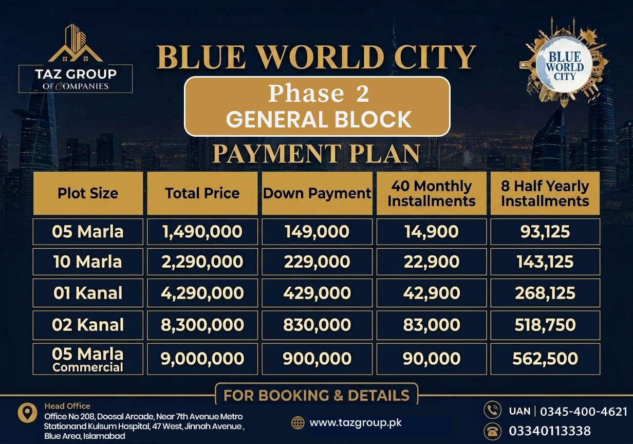 blue world city general block phase 2 payment plan